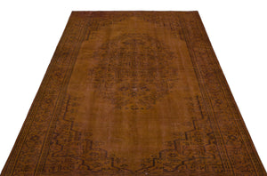Brown Over Dyed Vintage Rug 5'5'' x 8'5'' ft 165 x 257 cm