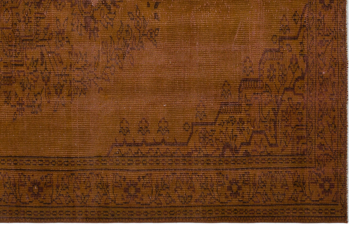 Brown Over Dyed Vintage Rug 5&#39;5&#39;&#39; x 8&#39;5&#39;&#39; ft 165 x 257 cm