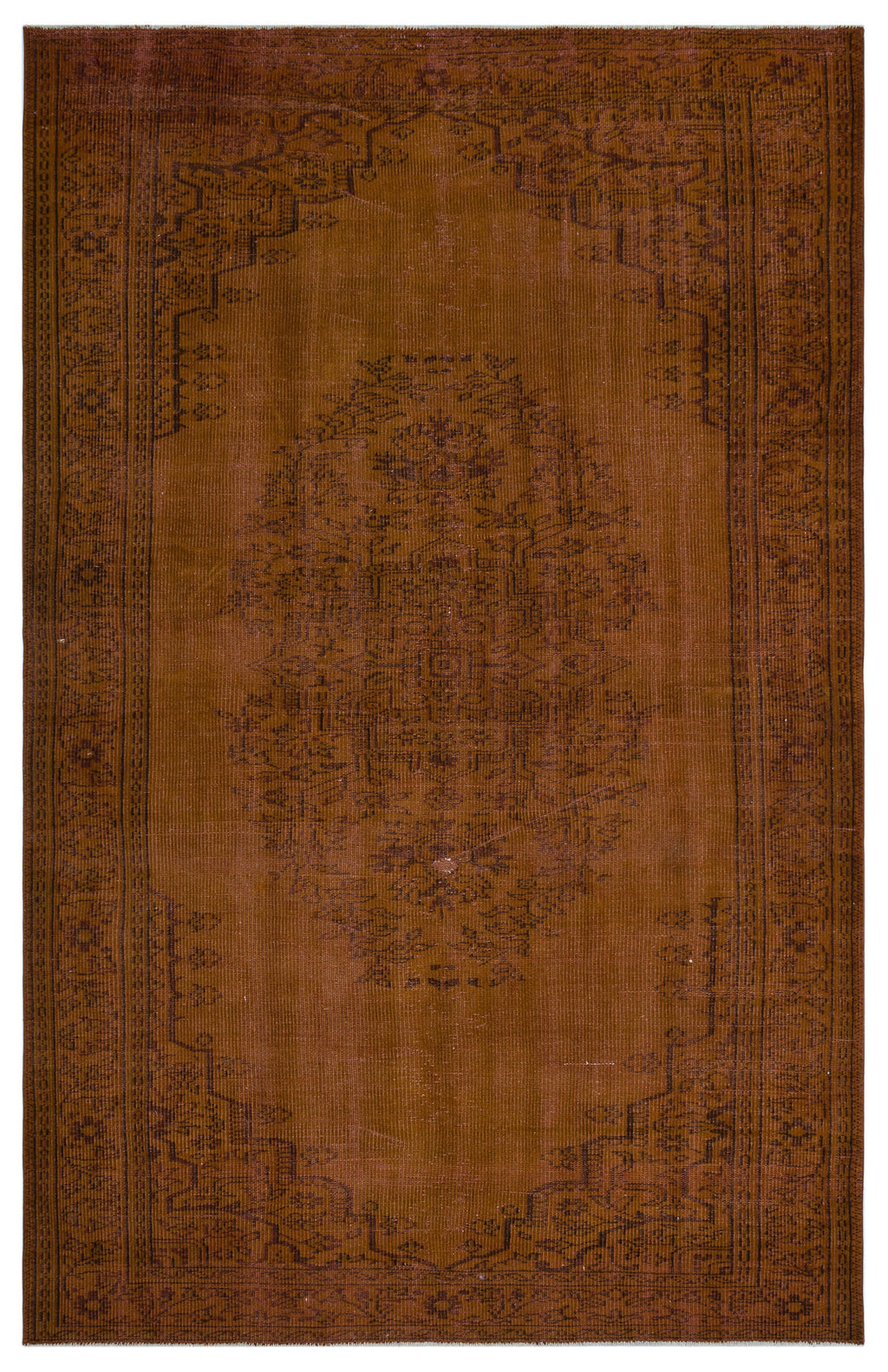 Brown Over Dyed Vintage Rug 5'5'' x 8'5'' ft 165 x 257 cm