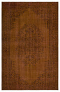 Brown Over Dyed Vintage Rug 5'5'' x 8'5'' ft 165 x 257 cm