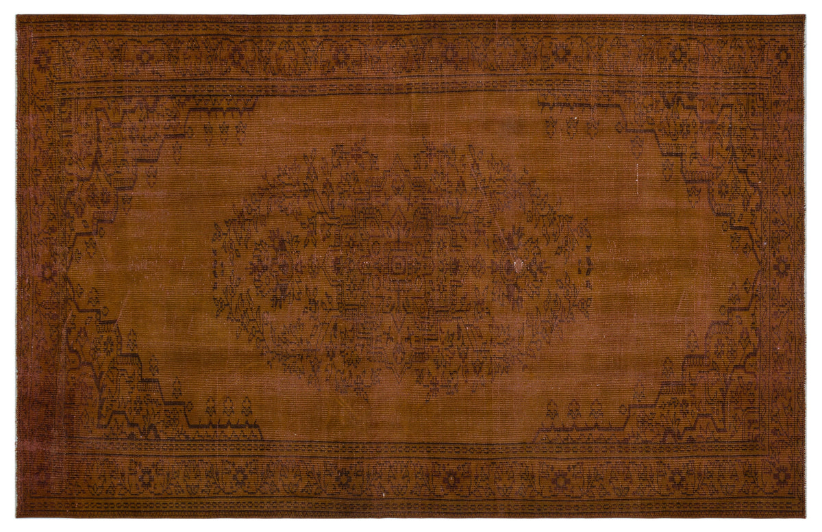Brown Over Dyed Vintage Rug 5&#39;5&#39;&#39; x 8&#39;5&#39;&#39; ft 165 x 257 cm