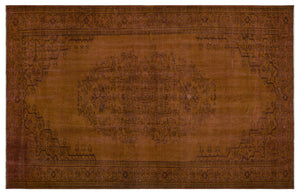 Brown Over Dyed Vintage Rug 5'5'' x 8'5'' ft 165 x 257 cm