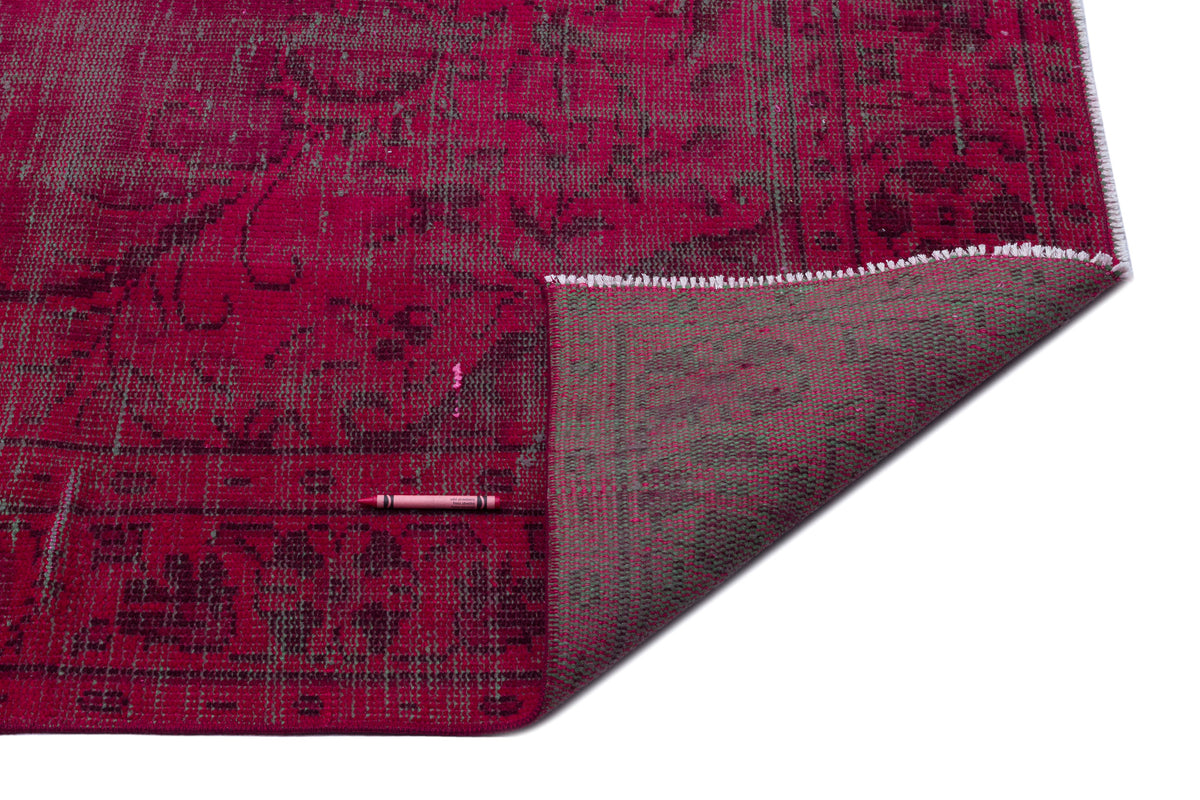 Red Over Dyed Vintage Rug 5&#39;9&#39;&#39; x 9&#39;6&#39;&#39; ft 176 x 290 cm