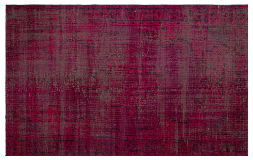 Red Over Dyed Vintage Rug 5'9'' x 9'6'' ft 176 x 290 cm