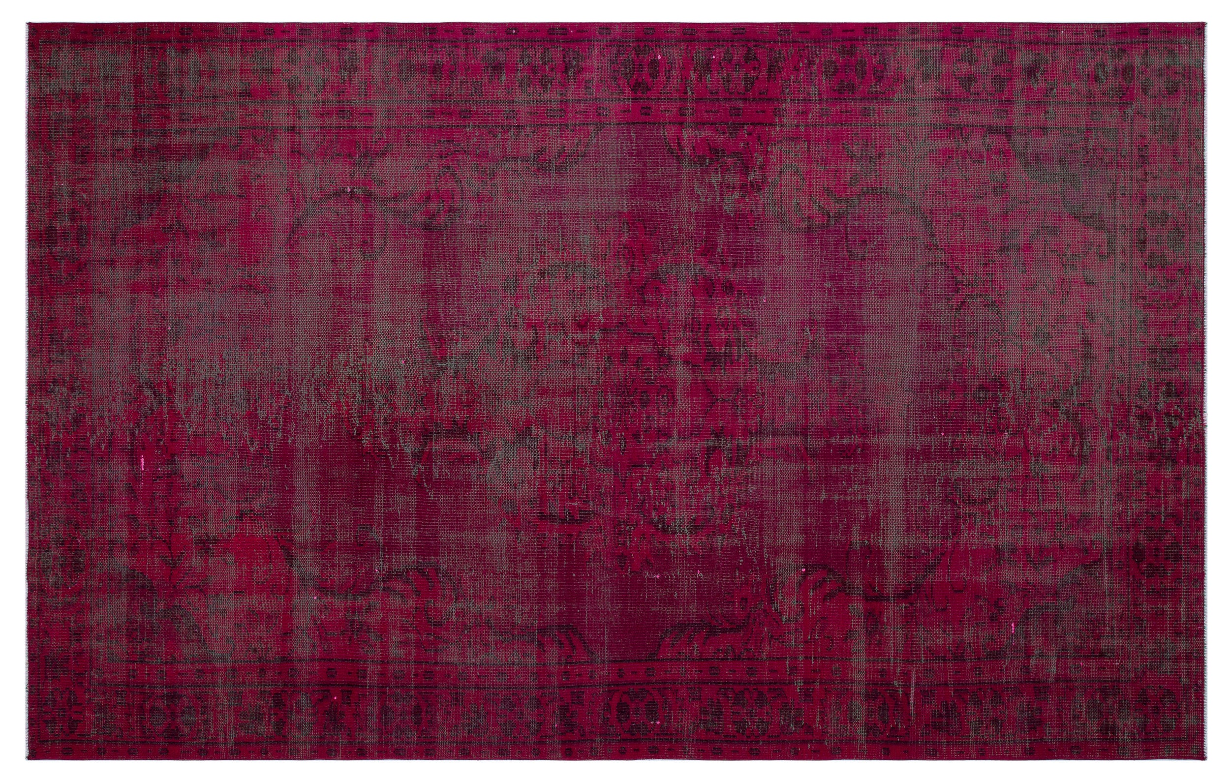 Red Over Dyed Vintage Rug 5'9'' x 9'6'' ft 176 x 290 cm