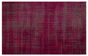 Red Over Dyed Vintage Rug 5'9'' x 9'6'' ft 176 x 290 cm
