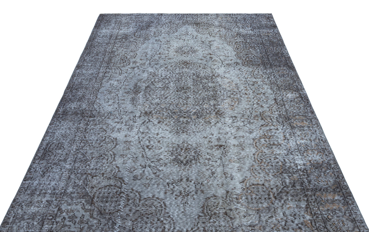 Blue Over Dyed Vintage Rug 5&#39;8&#39;&#39; x 8&#39;11&#39;&#39; ft 172 x 272 cm