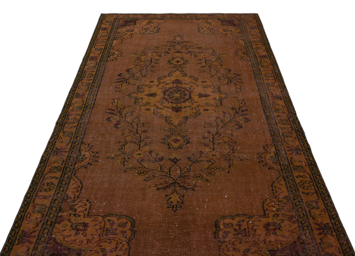 Brown Over Dyed Vintage Rug 5&#39;3&#39;&#39; x 10&#39;0&#39;&#39; ft 160 x 306 cm
