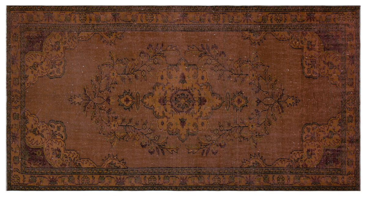 Brown Over Dyed Vintage Rug 5&#39;3&#39;&#39; x 10&#39;0&#39;&#39; ft 160 x 306 cm
