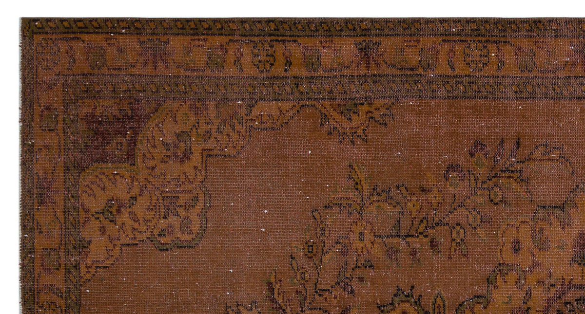 Brown Over Dyed Vintage Rug 5&#39;3&#39;&#39; x 10&#39;0&#39;&#39; ft 160 x 306 cm