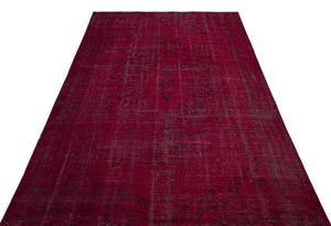 Red Over Dyed Vintage Rug 5'7'' x 10'2'' ft 170 x 310 cm
