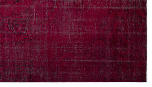 Red Over Dyed Vintage Rug 5'7'' x 10'2'' ft 170 x 310 cm