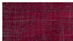 Red Over Dyed Vintage Rug 5'7'' x 10'2'' ft 170 x 310 cm