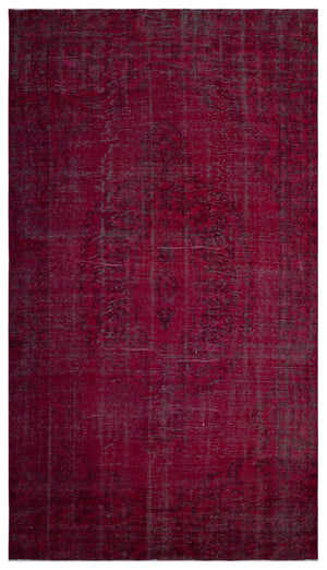 Red Over Dyed Vintage Rug 5'7'' x 10'2'' ft 170 x 310 cm