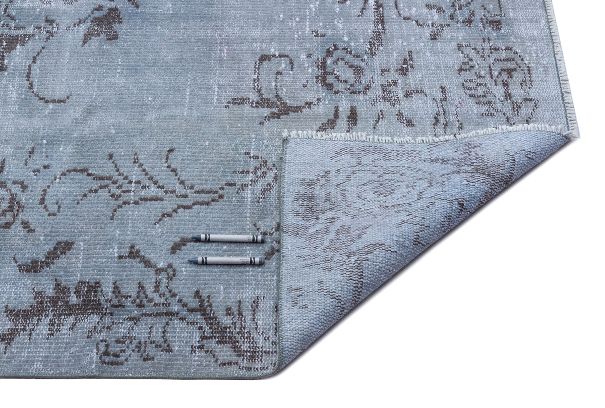 Blue Over Dyed Vintage Rug 5&#39;10&#39;&#39; x 9&#39;4&#39;&#39; ft 178 x 285 cm