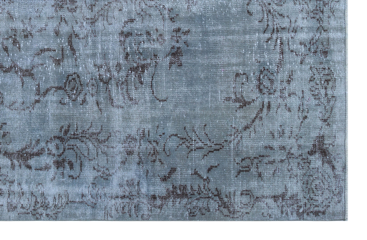 Blue Over Dyed Vintage Rug 5&#39;10&#39;&#39; x 9&#39;4&#39;&#39; ft 178 x 285 cm