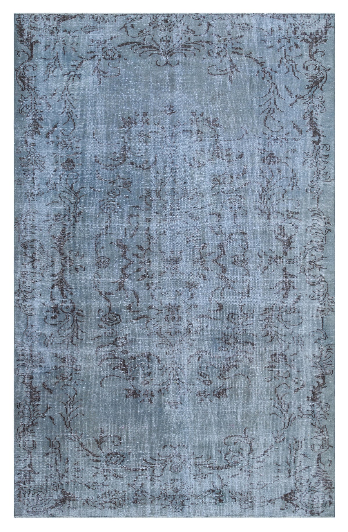 Blue Over Dyed Vintage Rug 5&#39;10&#39;&#39; x 9&#39;4&#39;&#39; ft 178 x 285 cm