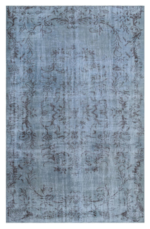 Blue Over Dyed Vintage Rug 5'10'' x 9'4'' ft 178 x 285 cm