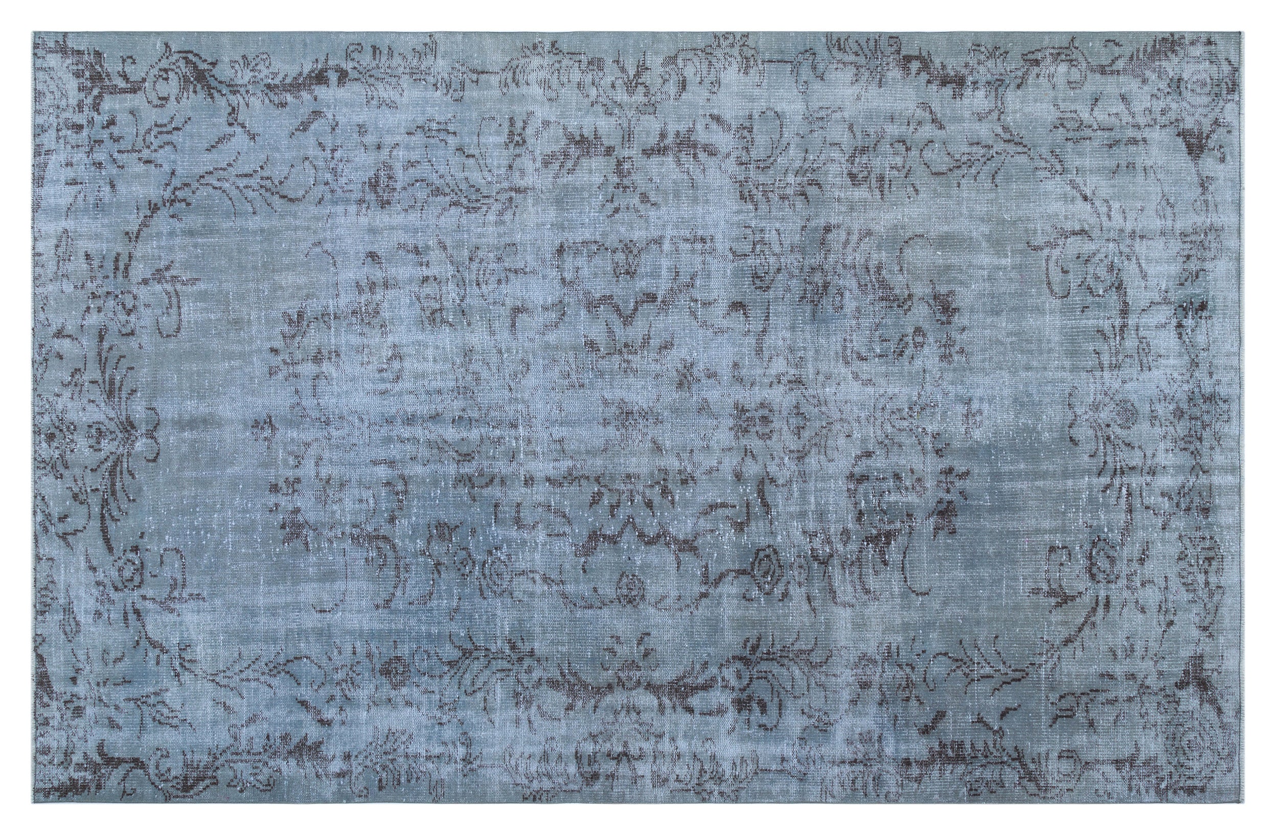 Blue Over Dyed Vintage Rug 5'10'' x 9'4'' ft 178 x 285 cm