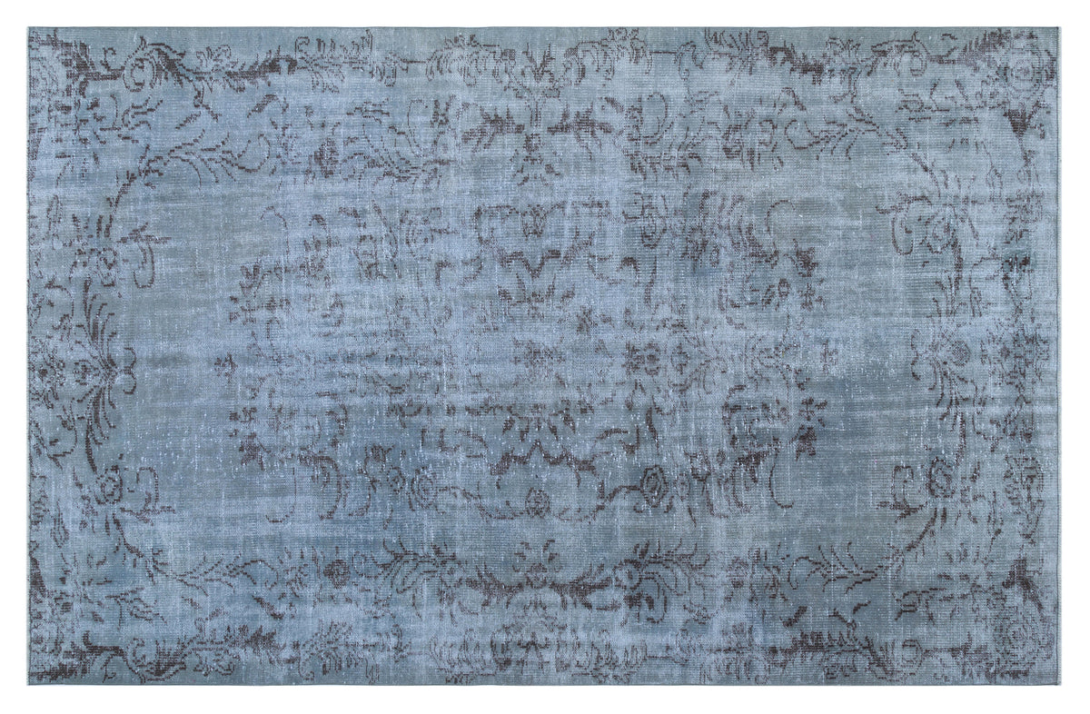 Blue Over Dyed Vintage Rug 5&#39;10&#39;&#39; x 9&#39;4&#39;&#39; ft 178 x 285 cm