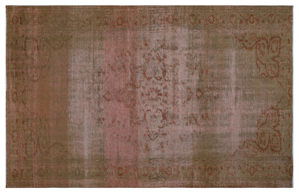 Brown Over Dyed Vintage Rug 5'3'' x 8'1'' ft 161 x 247 cm