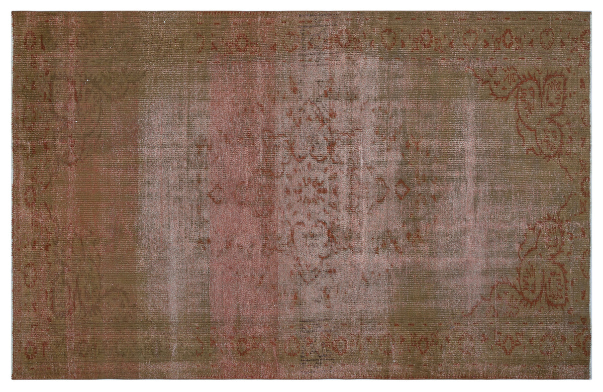 Brown Over Dyed Vintage Rug 5&#39;3&#39;&#39; x 8&#39;1&#39;&#39; ft 161 x 247 cm