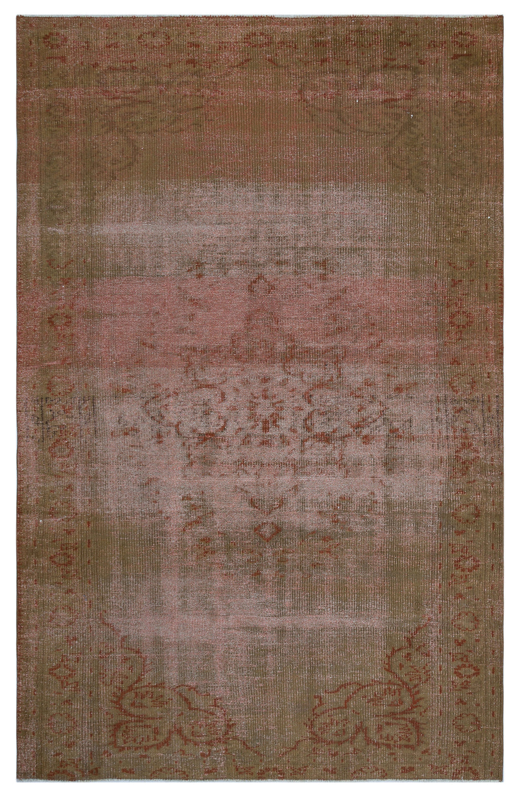 Brown Over Dyed Vintage Rug 5'3'' x 8'1'' ft 161 x 247 cm