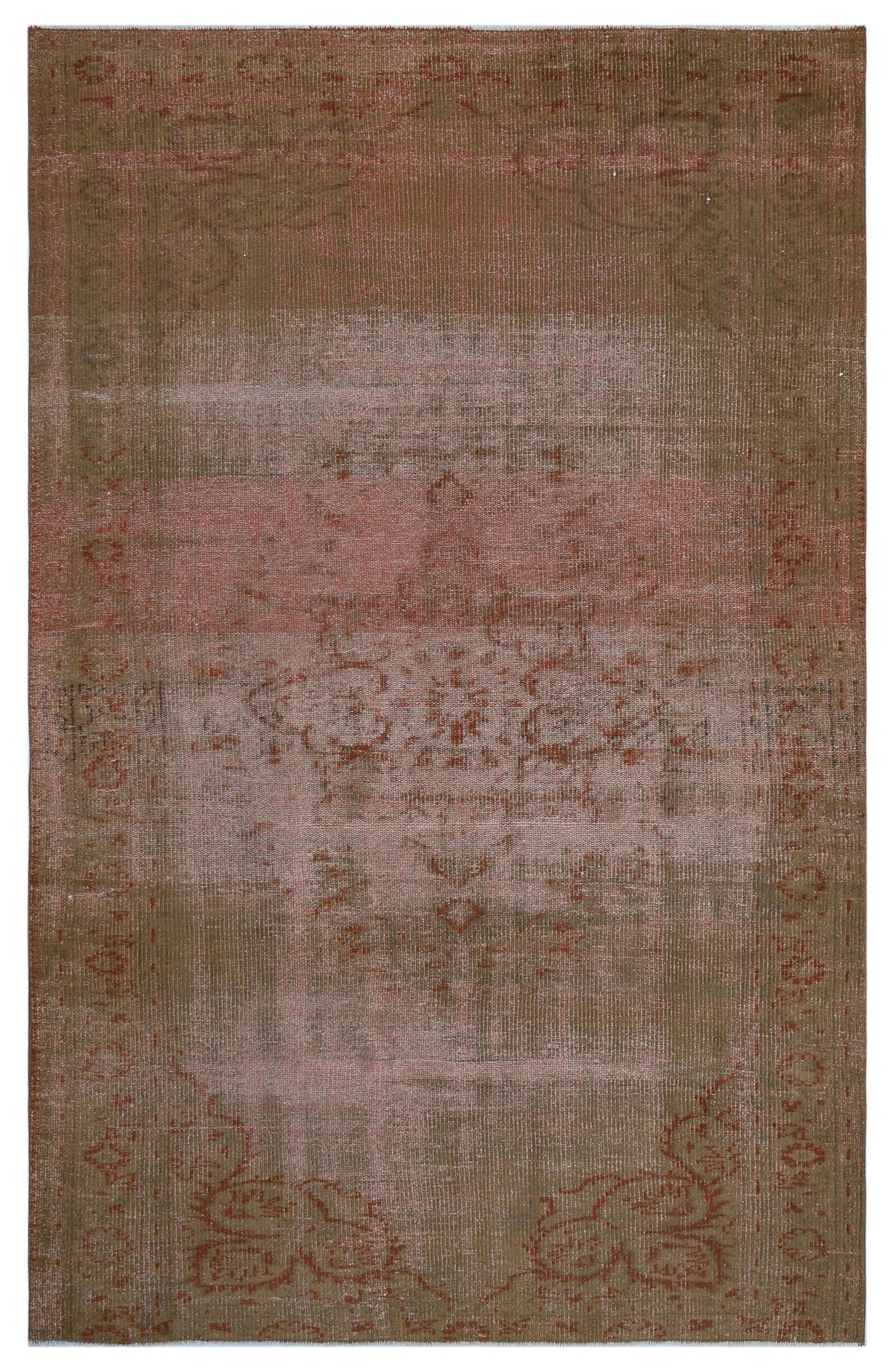 Brown Over Dyed Vintage Rug 5&#39;3&#39;&#39; x 8&#39;1&#39;&#39; ft 161 x 247 cm