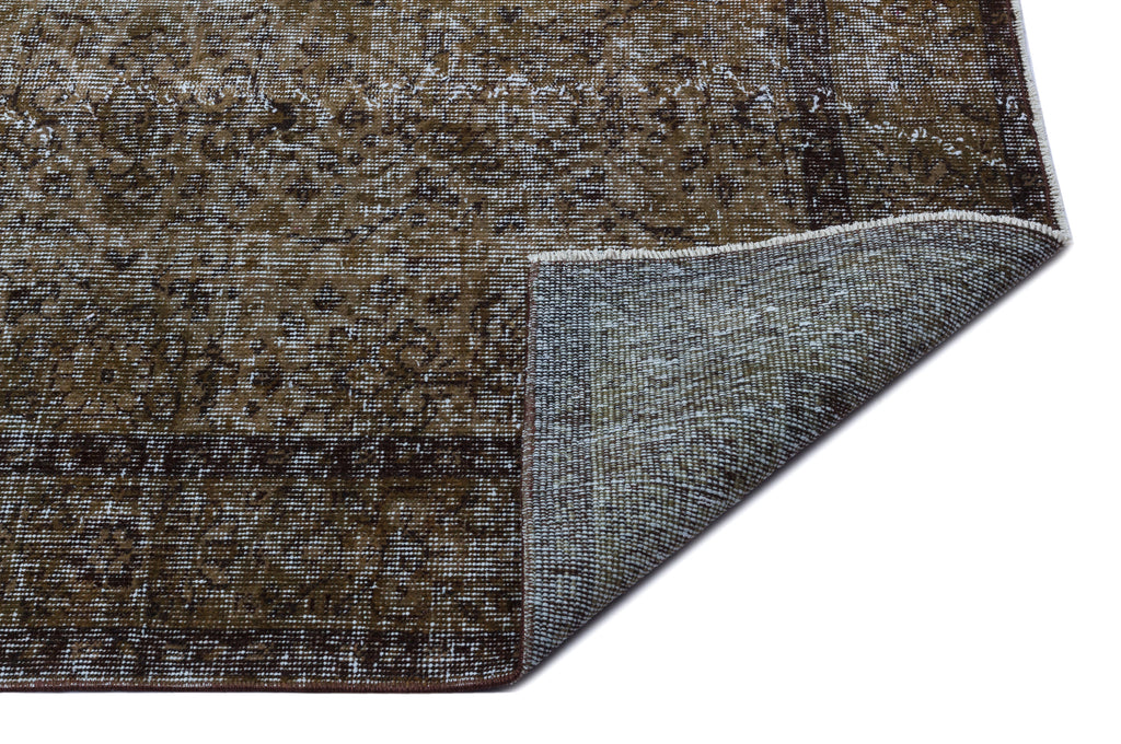 Brown Over Dyed Vintage Rug 5'8'' x 9'4'' ft 173 x 284 cm