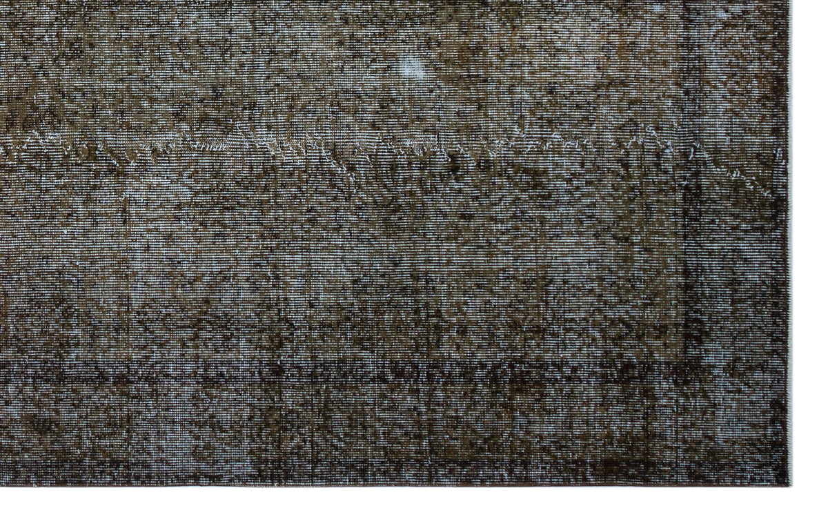 Brown Over Dyed Vintage Rug 5&#39;8&#39;&#39; x 9&#39;4&#39;&#39; ft 173 x 284 cm