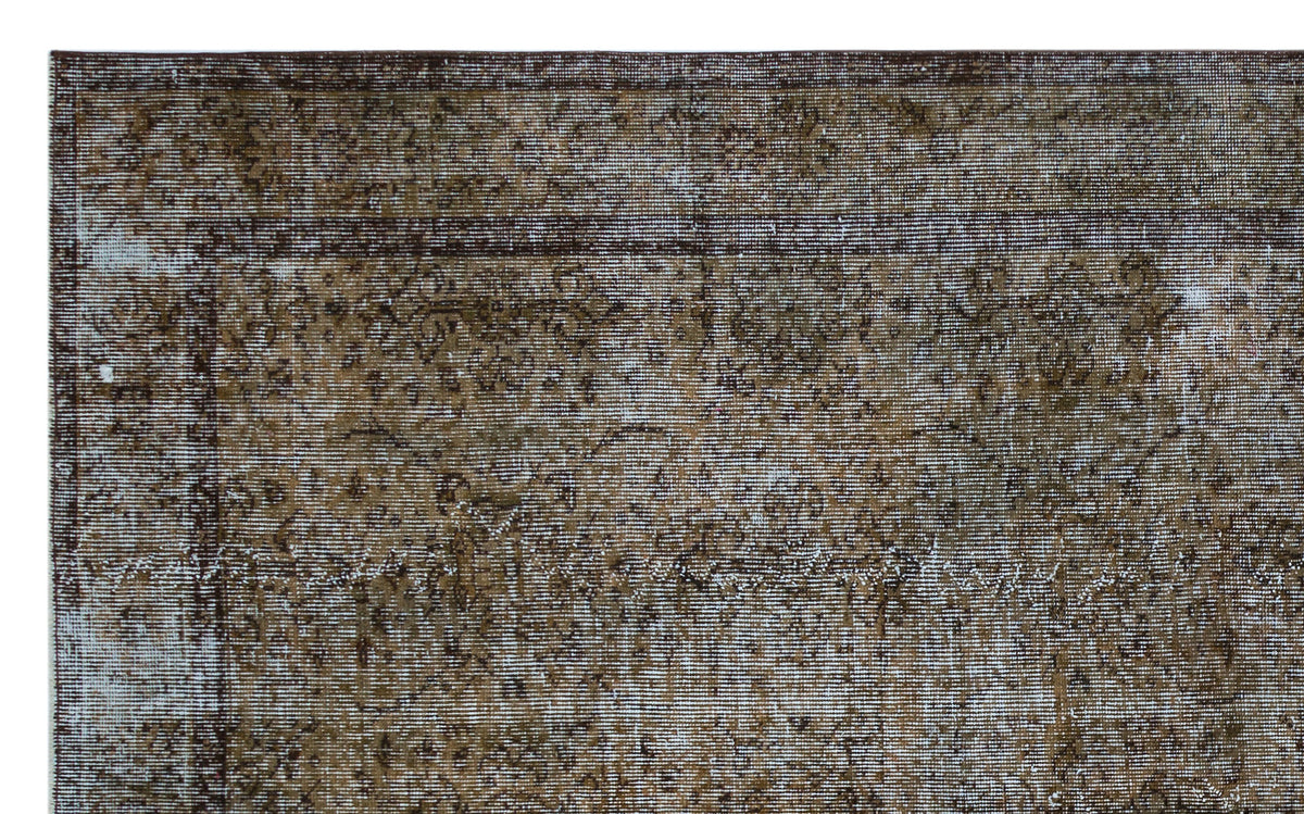 Brown Over Dyed Vintage Rug 5&#39;8&#39;&#39; x 9&#39;4&#39;&#39; ft 173 x 284 cm