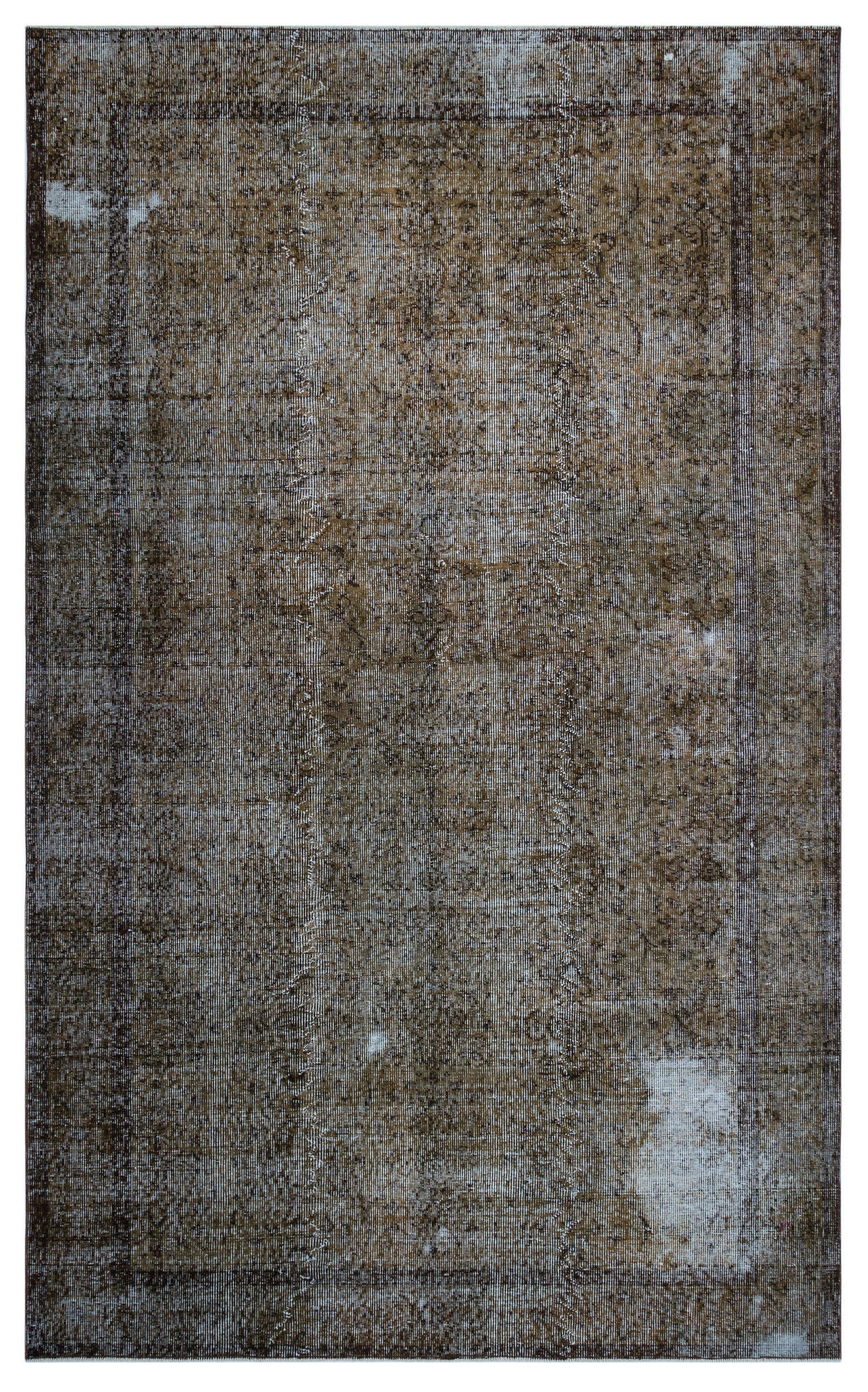 Brown Over Dyed Vintage Rug 5&#39;8&#39;&#39; x 9&#39;4&#39;&#39; ft 173 x 284 cm