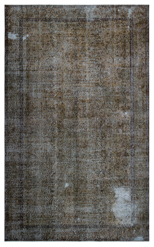 Brown Over Dyed Vintage Rug 5'8'' x 9'4'' ft 173 x 284 cm