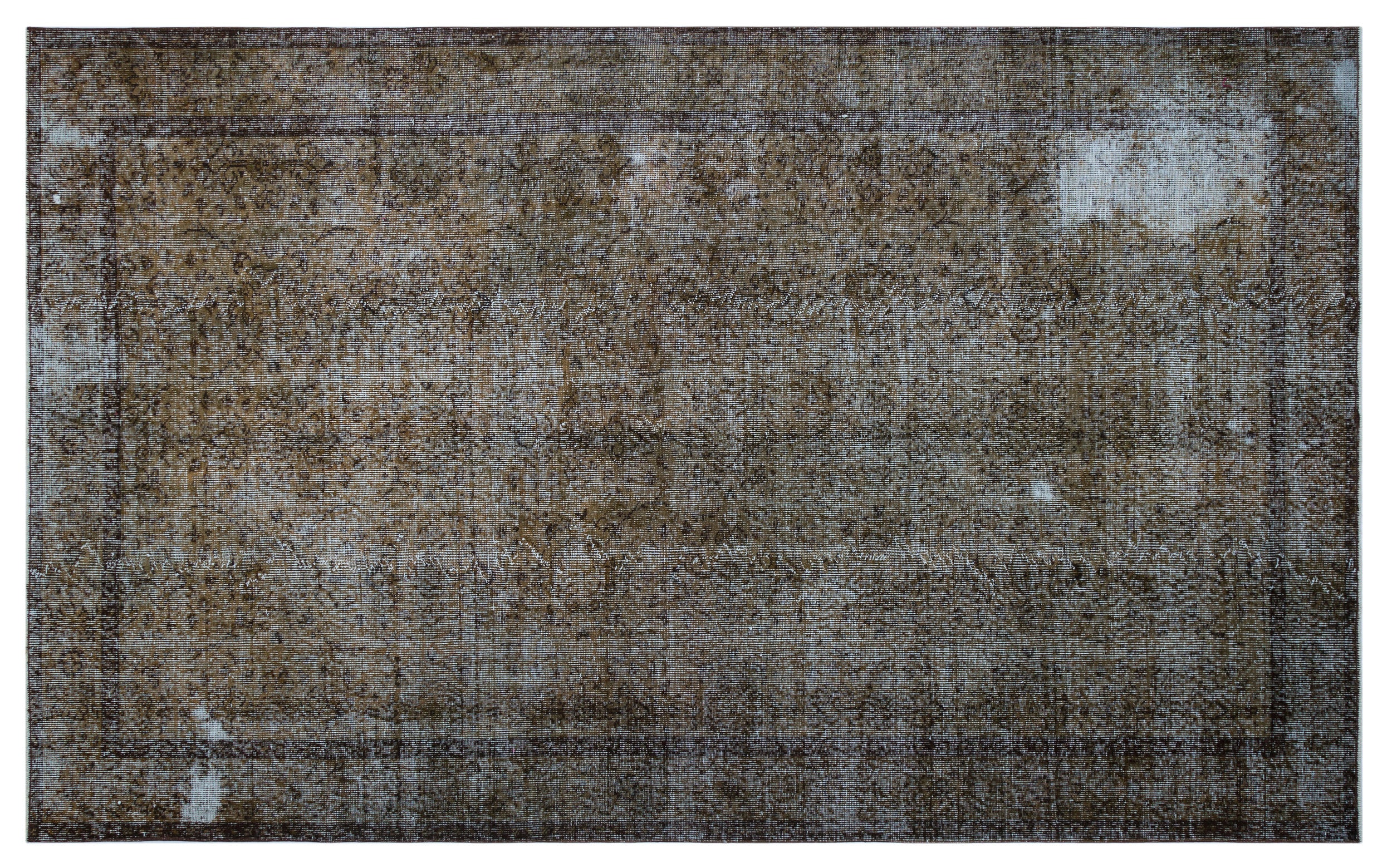 Brown Over Dyed Vintage Rug 5'8'' x 9'4'' ft 173 x 284 cm