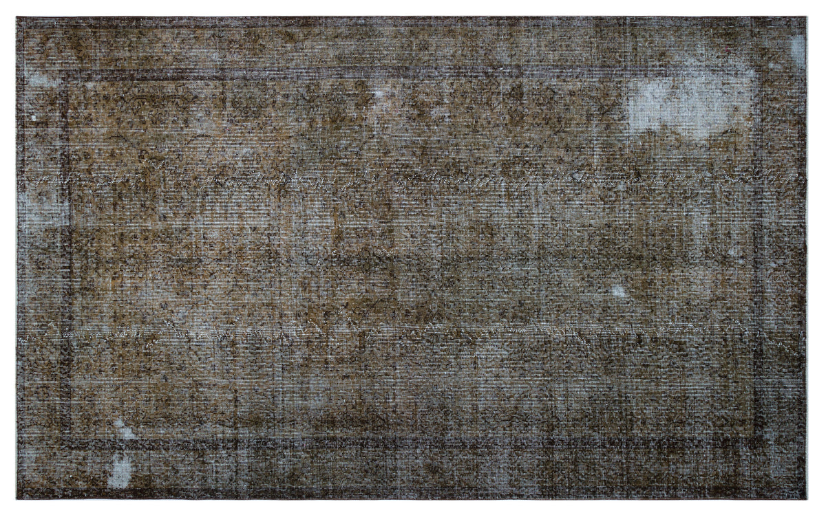 Brown Over Dyed Vintage Rug 5&#39;8&#39;&#39; x 9&#39;4&#39;&#39; ft 173 x 284 cm
