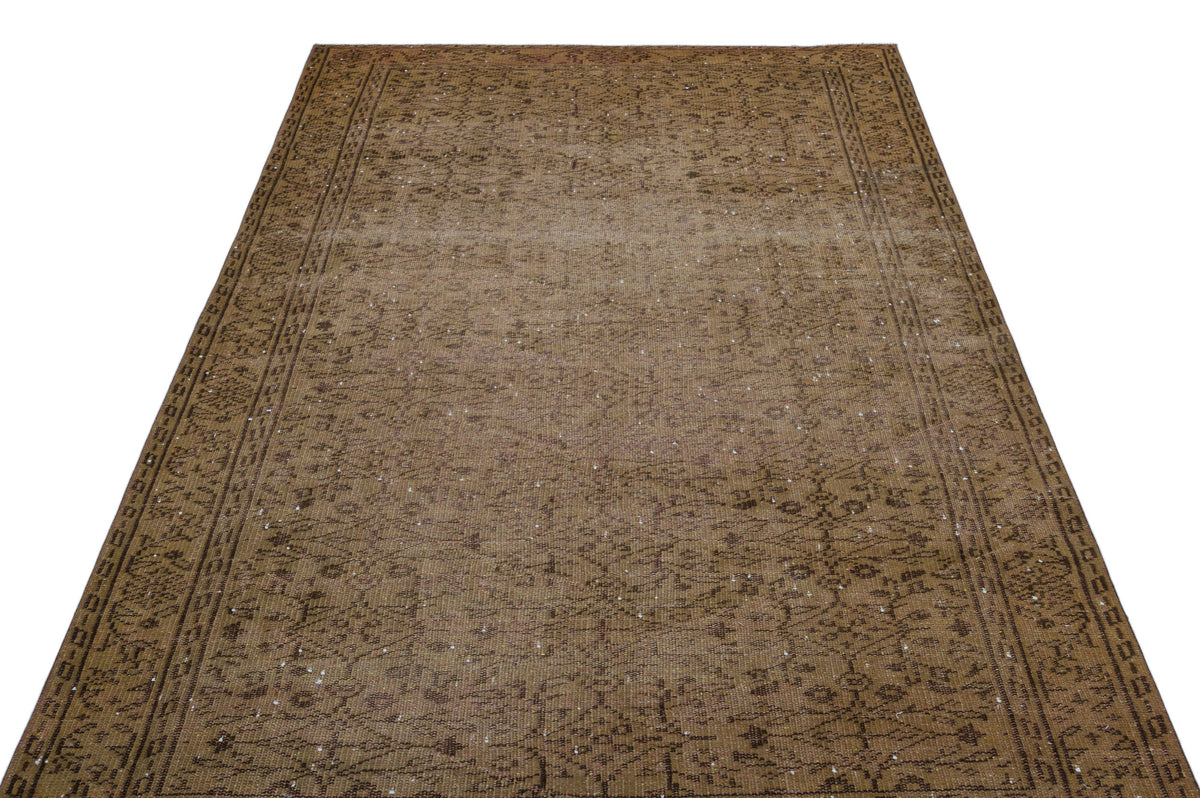Brown Over Dyed Vintage Rug 5&#39;3&#39;&#39; x 8&#39;6&#39;&#39; ft 160 x 258 cm