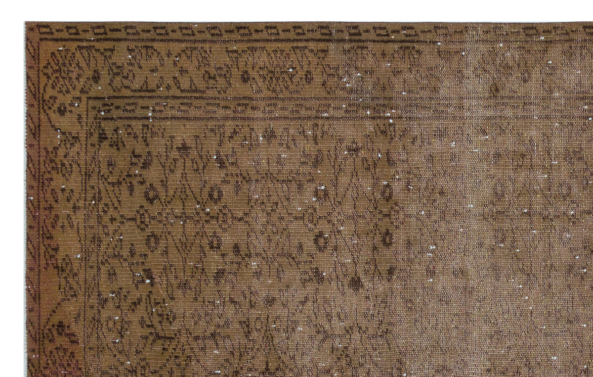 Brown Over Dyed Vintage Rug 5&#39;3&#39;&#39; x 8&#39;6&#39;&#39; ft 160 x 258 cm