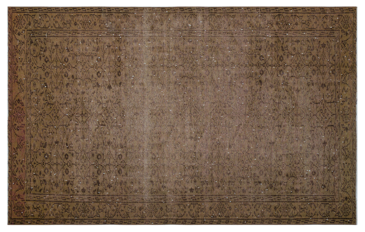 Brown Over Dyed Vintage Rug 5&#39;3&#39;&#39; x 8&#39;6&#39;&#39; ft 160 x 258 cm