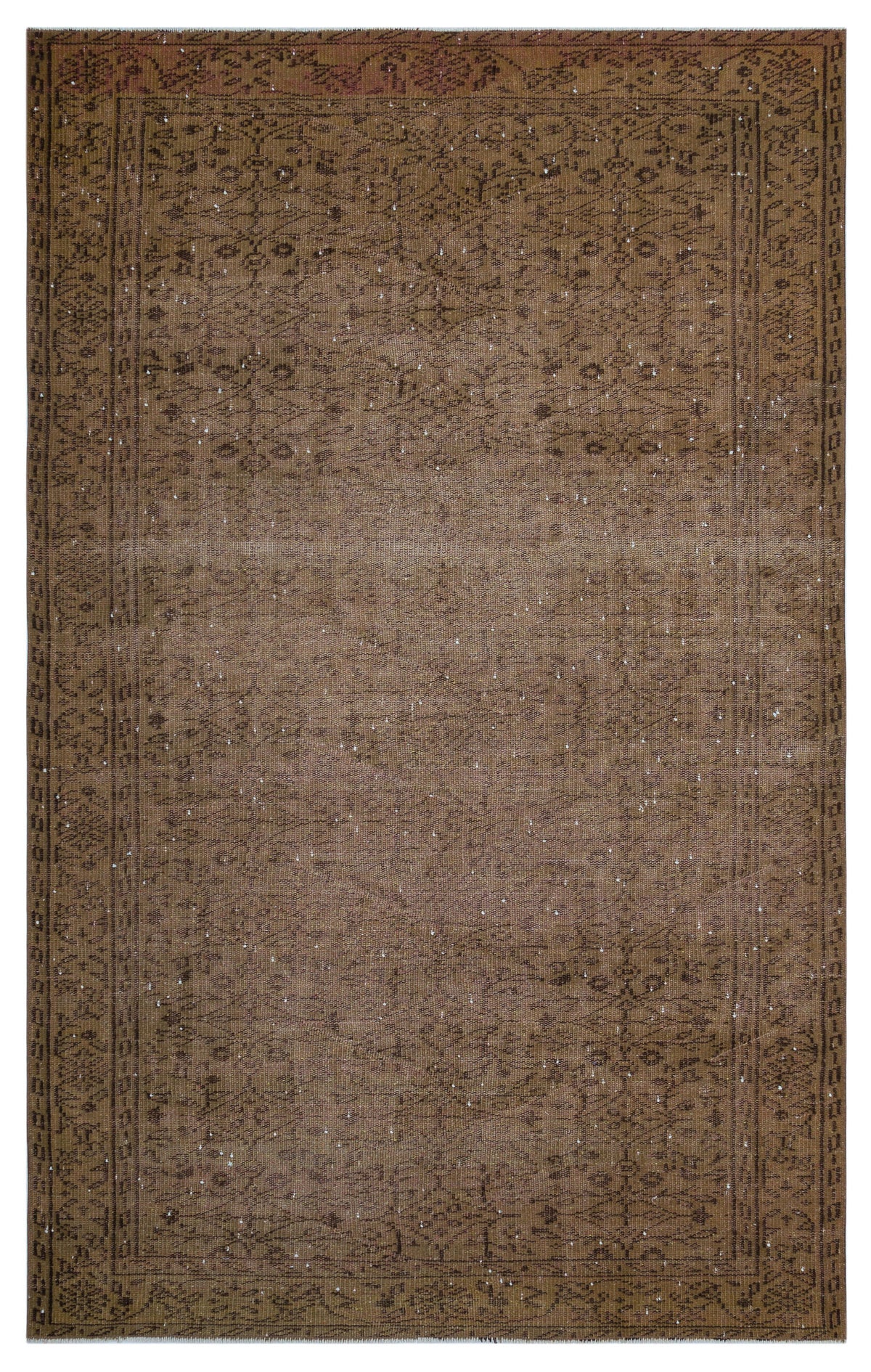 Brown Over Dyed Vintage Rug 5&#39;3&#39;&#39; x 8&#39;6&#39;&#39; ft 160 x 258 cm