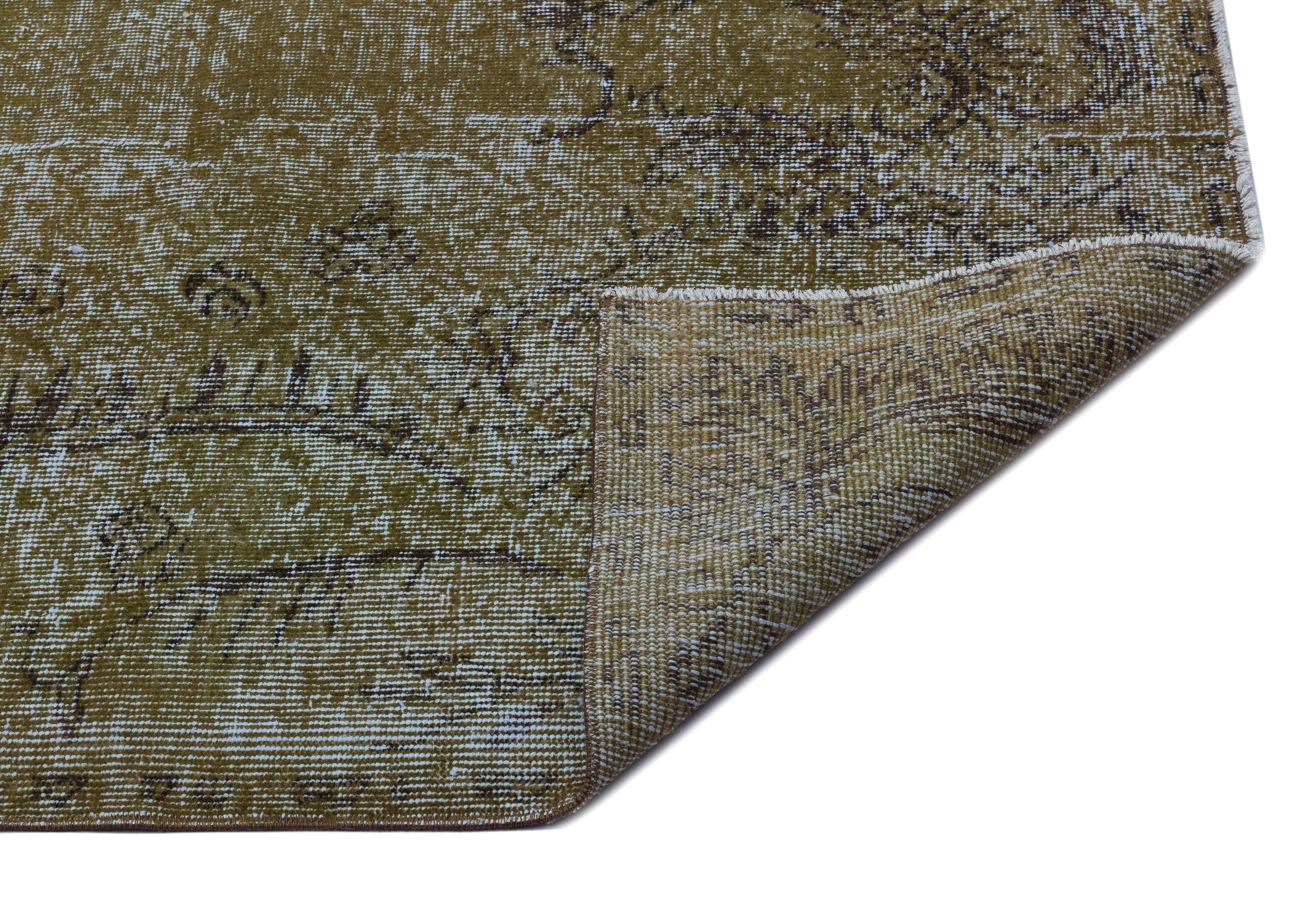 Brown Over Dyed Vintage Rug 5'2'' x 8'12'' ft 158 x 274 cm