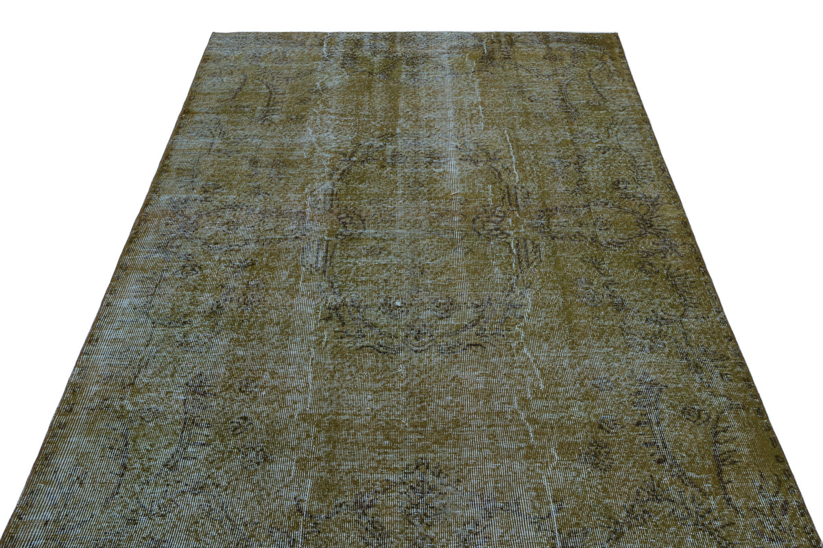 Brown Over Dyed Vintage Rug 5&#39;2&#39;&#39; x 8&#39;12&#39;&#39; ft 158 x 274 cm