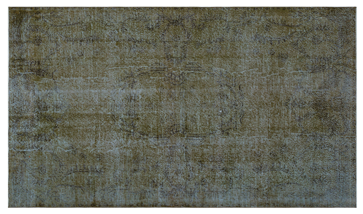 Brown Over Dyed Vintage Rug 5&#39;2&#39;&#39; x 8&#39;12&#39;&#39; ft 158 x 274 cm