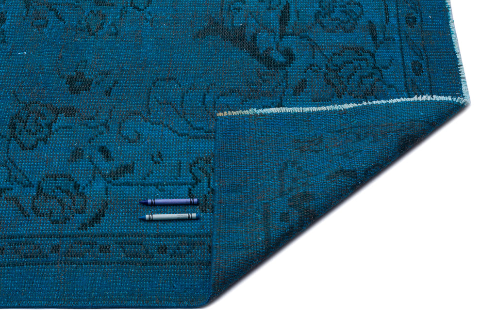 Turquoise  Over Dyed Vintage Rug 5'7'' x 9'1'' ft 170 x 278 cm