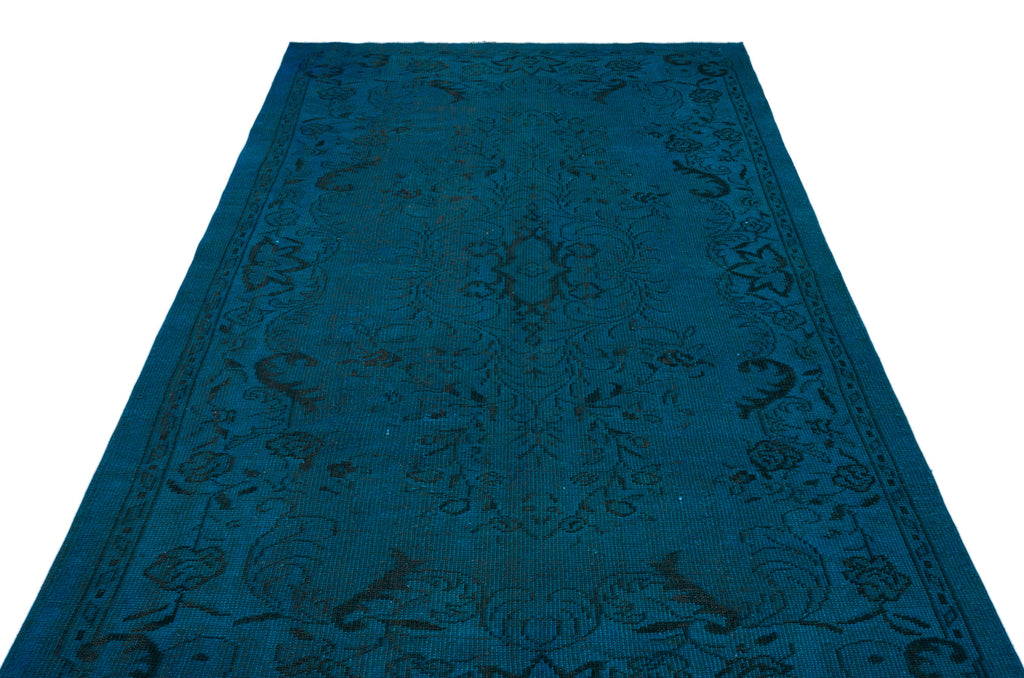 Turquoise  Over Dyed Vintage Rug 5'7'' x 9'1'' ft 170 x 278 cm