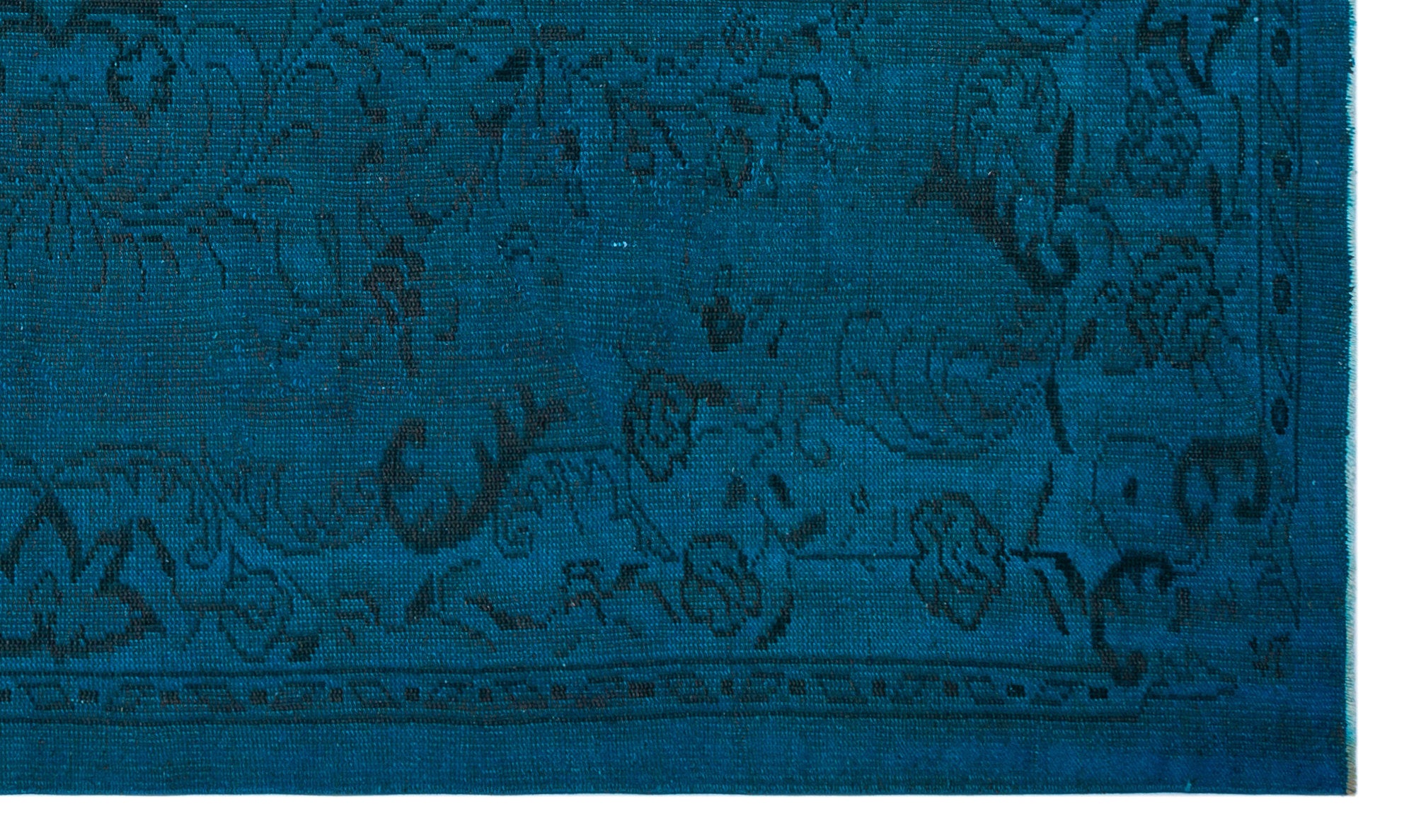 Turquoise  Over Dyed Vintage Rug 5'7'' x 9'1'' ft 170 x 278 cm