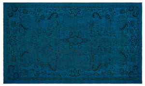 Turquoise  Over Dyed Vintage Rug 5'7'' x 9'1'' ft 170 x 278 cm