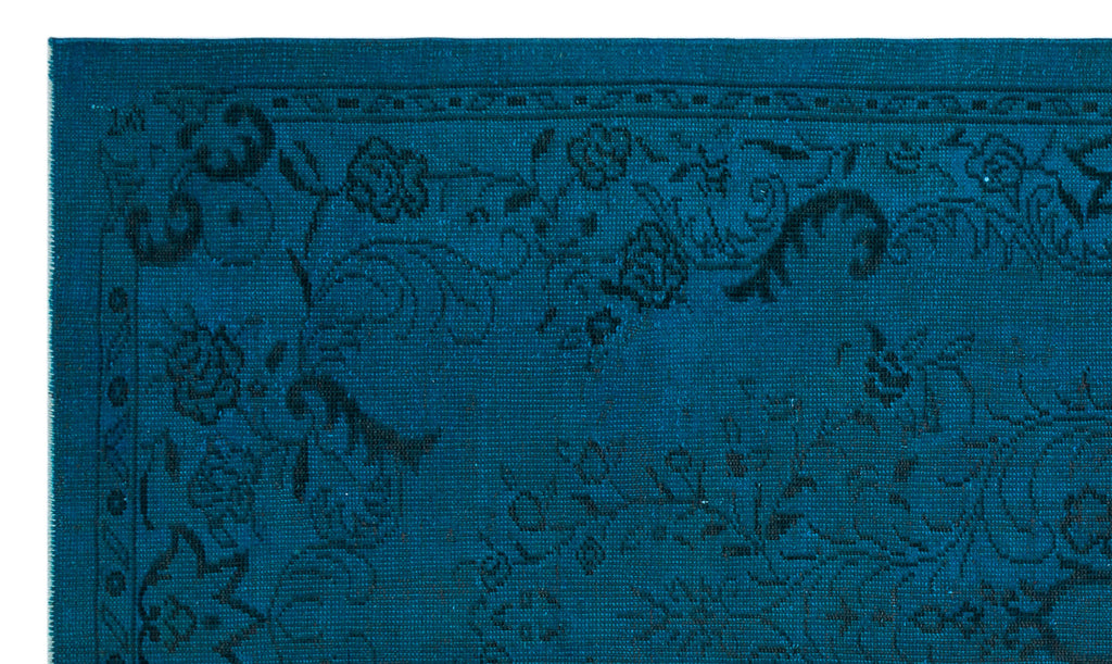 Turquoise  Over Dyed Vintage Rug 5'7'' x 9'1'' ft 170 x 278 cm