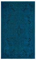 Turquoise  Over Dyed Vintage Rug 5'7'' x 9'1'' ft 170 x 278 cm