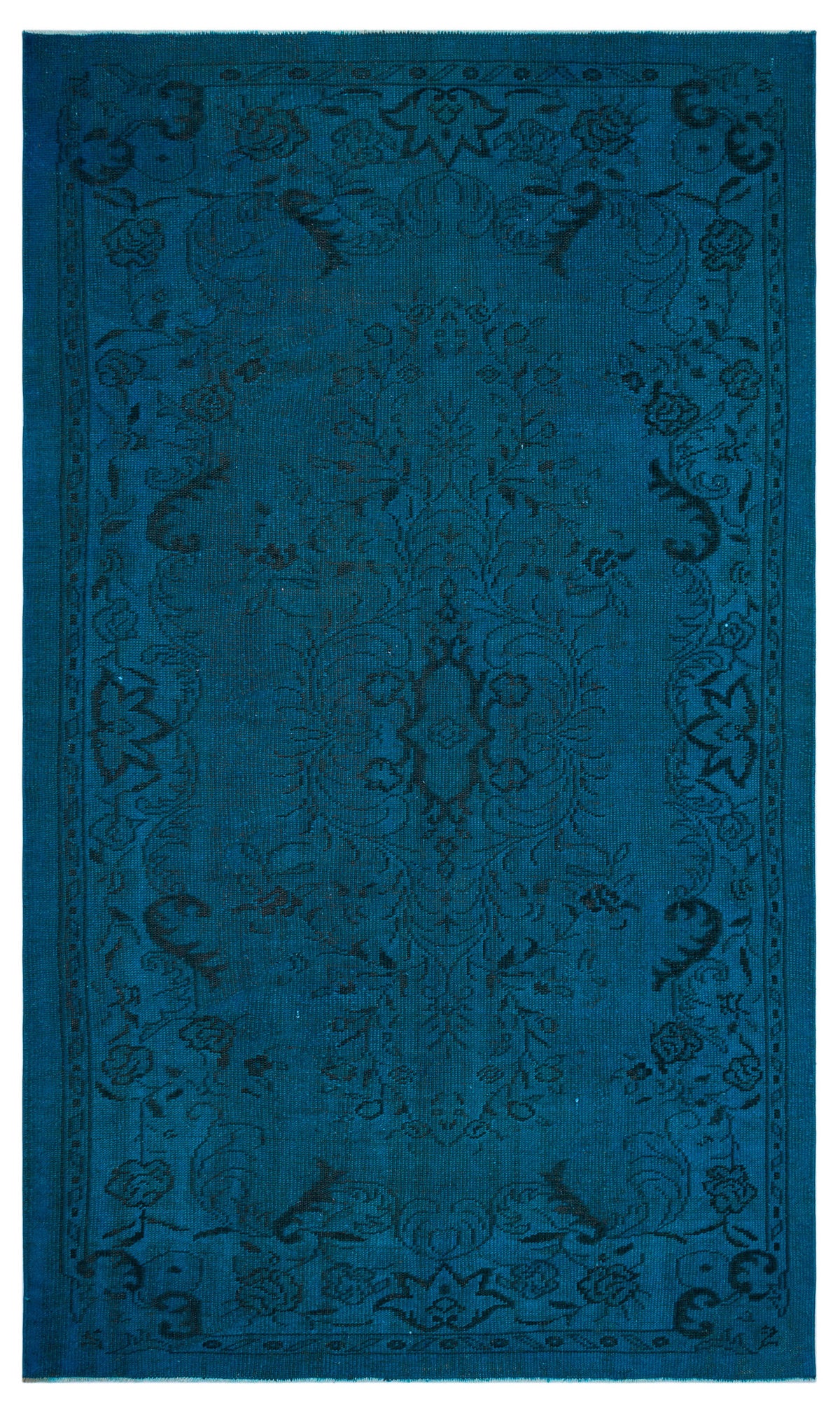 Turquoise  Over Dyed Vintage Rug 5&#39;7&#39;&#39; x 9&#39;1&#39;&#39; ft 170 x 278 cm