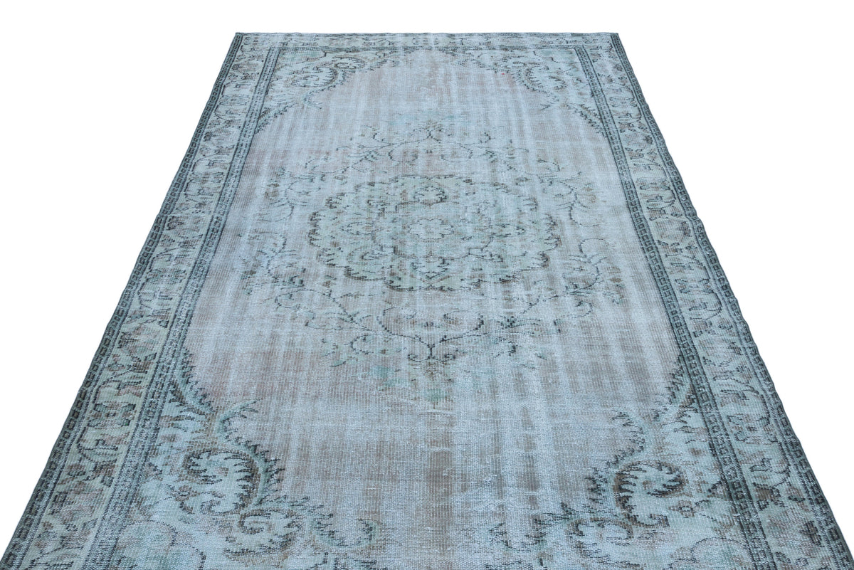 Blue Over Dyed Vintage Rug 5&#39;6&#39;&#39; x 9&#39;10&#39;&#39; ft 168 x 300 cm